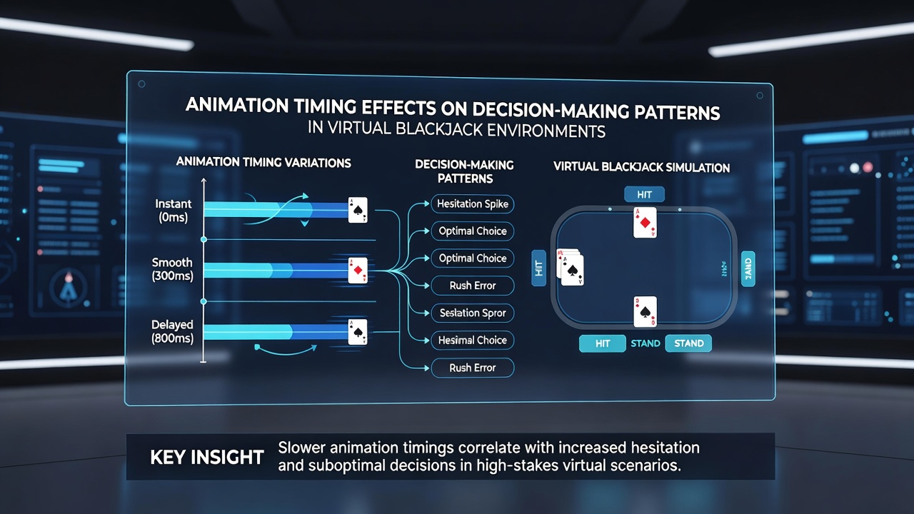 Close-up of animated blackjack interface showing delayed card reveal sequence
