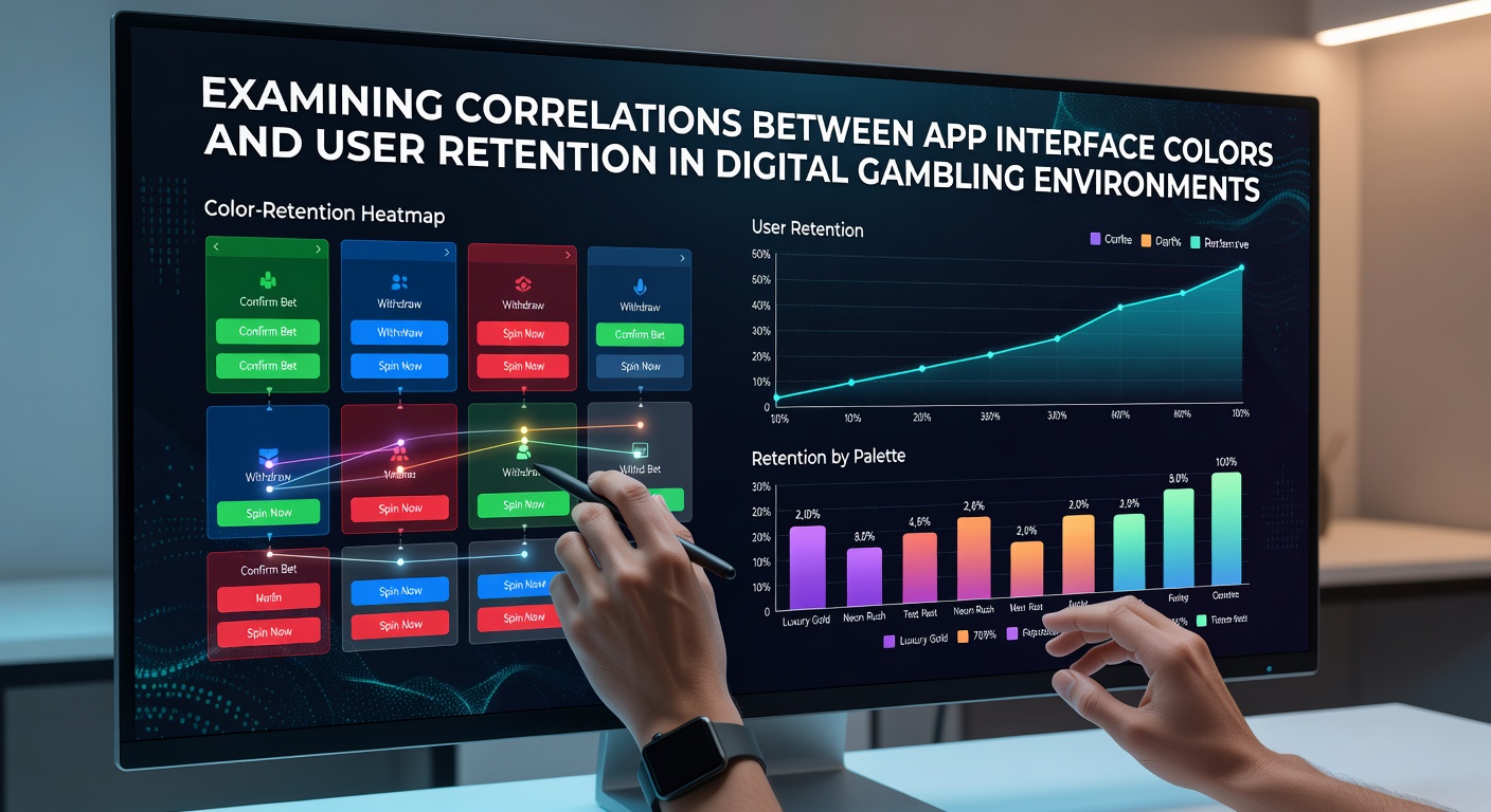 Digital gambling app interface showcasing color schemes and layout elements