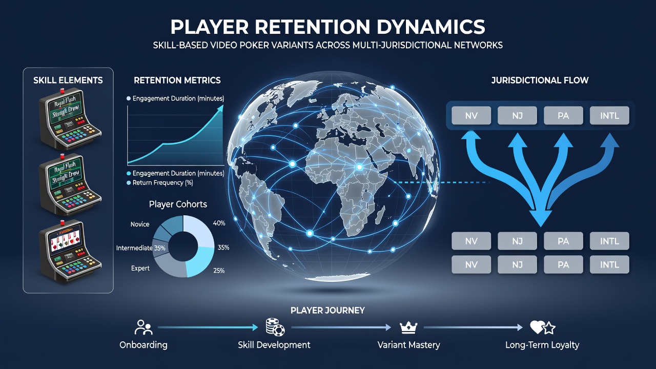 Heatmap visualization of session frequency across skill-based video poker variants in connected U.S. state networks