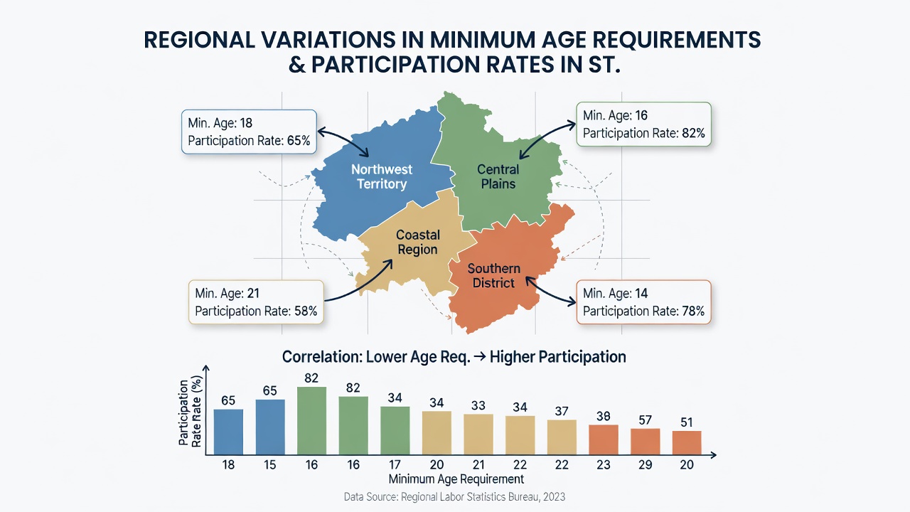 Graph illustrating participation rates by age group in licensed gaming venues across selected regions