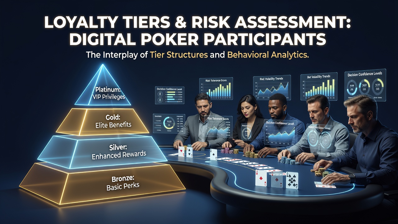 Digital poker players reviewing loyalty tier benefits on a tablet screen during a live session